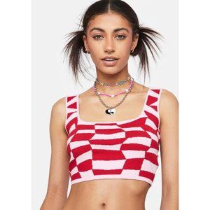 Pretty Garbage Geo Print Crop Sweater Tank